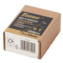 Turbo TX  TX Double-Countersunk  Multipurpose Screws 3mm x 20mm 200 Pack