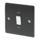 British General Nexus Metal 20A 1-Gang DP Control Switch Matt Black with LED with White Inserts