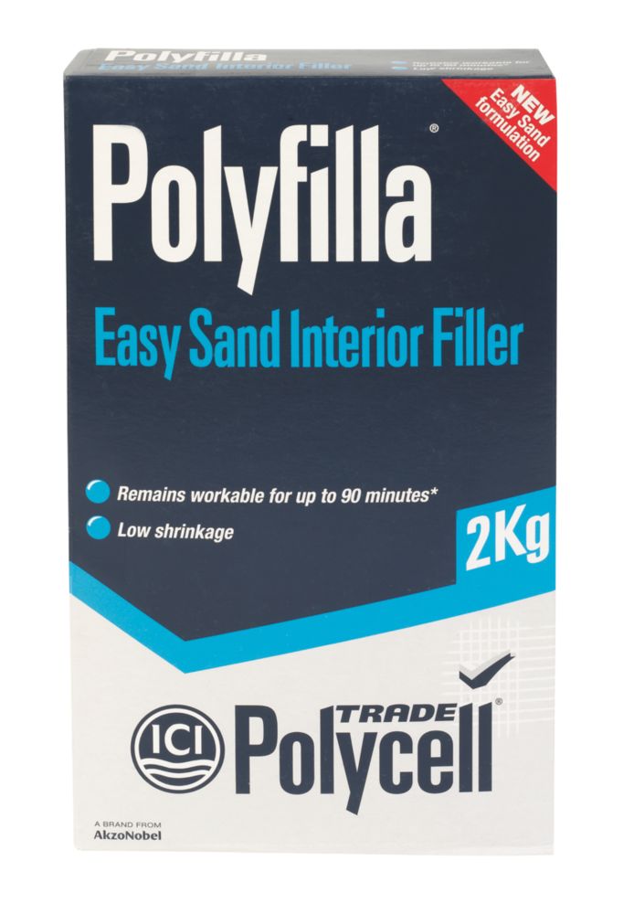 Polycell Trade Polyfilla Easy Sand Interior Filler White 2kg Screwfix