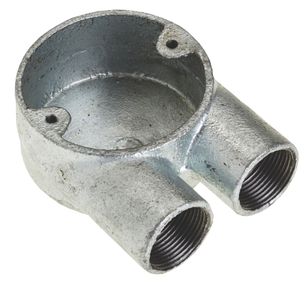 Deta 2 Way 25mm U Conduit Box Galvanised | Metal Conduit | Screwfix.ie