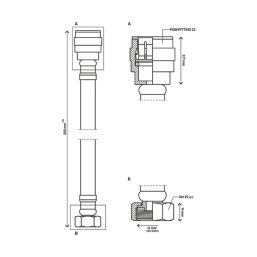 Flomasta Push-Fit Straight Flexible Hose 22mm x 3/4" x 300mm
