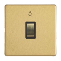 Contactum Lyric 10AX 1-Gang 1-Way Retractive Bell Switch Brushed Brass with Black Inserts
