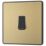 British General Evolve 20A 16AX 1-Gang Intermediate Light Switch Satin Brass with Black Inserts