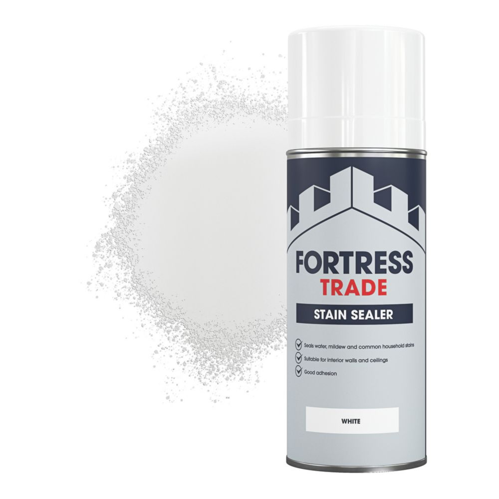 Fortress Trade 400ml White Matt Stain Block Spray Paint Screwfix