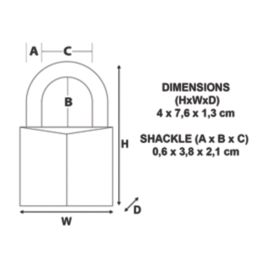 Master Lock   Weatherproof Long Shackle  Wide Solid Padlock Aluminium 40mm