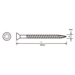 Turbo TX  TX Double-Countersunk  Multipurpose Screws 5mm x 100mm 100 Pack