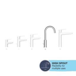 Grohe Start Matt Black 311mm Tall Lever Mono Basin Mixer Tap  With Pop-Up Waste