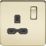 Knightsbridge  13A 1-Gang DP Switched Single Socket Polished Brass  with Black Inserts