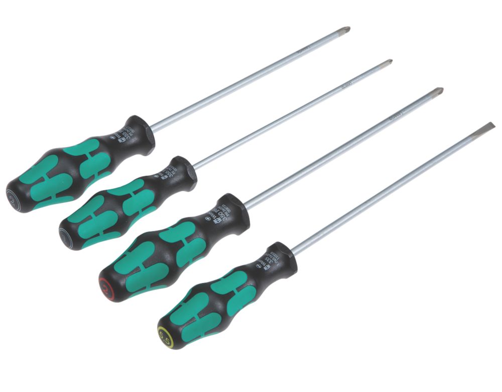 Wera Kraftform Plus Mixed Long Reach Lasertip Screwdriver Set 4 Pieces