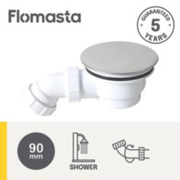 Flomasta  Shallow Shower Waste with Adjustable Outlet White 90mm