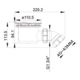 Flomasta  Shallow Shower Waste with Adjustable Outlet White 90mm
