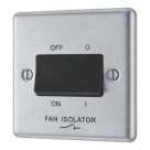 LAP  10AX 1-Gang 3-Pole Fan Isolator Switch Brushed Stainless Steel  with Black Inserts