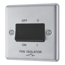 LAP  10AX 1-Gang 3-Pole Fan Isolator Switch Brushed Stainless Steel  with Black Inserts