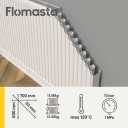 Flomasta 600mm x 700mm 2271BTU White Type 11 Convector Radiator