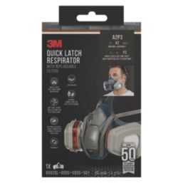 3M 6502QLKIT-1 One Size Quick Latch Half Face Respirator Kit with Replaceable Filters A2-P3 7 Piece Set