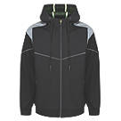 Lee Cooper LCJKT458 Bonded Softshell Hooded Fleece Jacket Black / Grey X Large 51" Chest