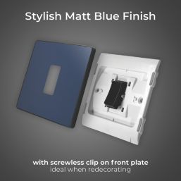 British General Evolve 20A 16AX 1-Gang Intermediate Light Switch Blue with Black Inserts