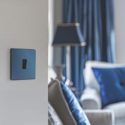 British General Evolve 20A 16AX 1-Gang Intermediate Light Switch Blue with Black Inserts