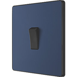 British General Evolve 20A 16AX 1-Gang Intermediate Light Switch Blue with Black Inserts