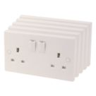 Essentials  13A 2-Gang SP Switched Plug Sockets White   5 Pack