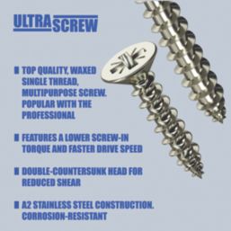 Ultra Screw  PZ Double-Countersunk Thread Forming Multipurpose Screws 5mm x 70mm 100 Pack