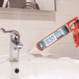 No Nonsense 830 Anti-Mould Neutral Sanitary Silicone Sealant White 310ml 12 Pack