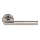 Serozzetta Philadelphia Fire Rated Lever on Rose Door Handles Pair Polished / Satin Stainless Steel