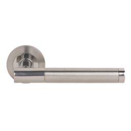 Serozzetta Philadelphia Fire Rated Lever on Rose Door Handles Pair Polished / Satin Stainless Steel