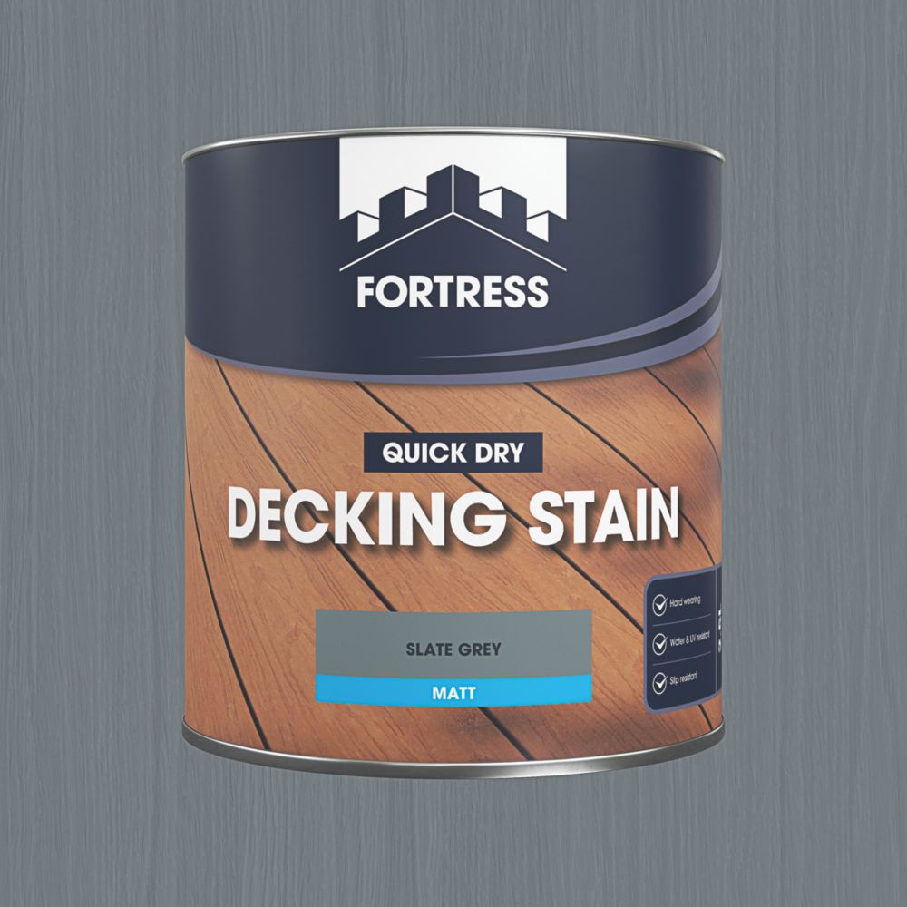 Fortress 2.5Ltr Slate Grey Anti Slip Decking Stain Screwfix