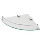 Alessano Silver Steel & Glass Corner Bathroom Shelf 255mm x 255mm x 48mm