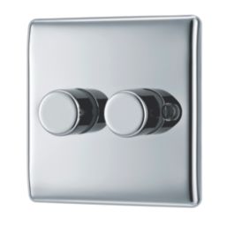 British General Nexus Metal 2-Gang 2-Way LED Dimmer Switch  Polished Chrome