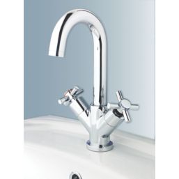 Swirl Minimalist Chrome 256mm Standard Cross Head Mono Basin Mixer Tap  With Pop-Up Waste