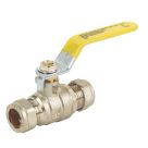 Essentials  Compression Full Bore 15mm Ball Valve with Yellow Handle