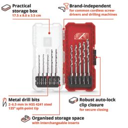 Einhell  Hex Shank Multi-Material HSS Drill Bit Set 10 Pieces
