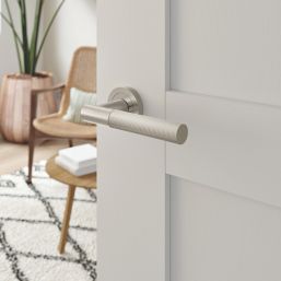 Cooke & Lewis Damgano Lever on Rose Door Handles Pair Satin Nickel