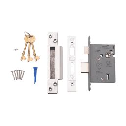 Smith & Locke Fire Rated  5 Lever Polished Chrome BS Sash Lock 76mm Case - 57mm Backset