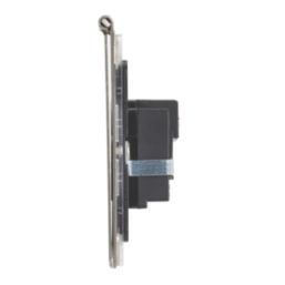 Contactum 3344BSB 13A 1-Gang Unswitched Floor Socket Brushed Steel with Black Inserts