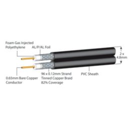 Labgear RG6 Black 2-Core Round Coaxial Cable 25m Coil