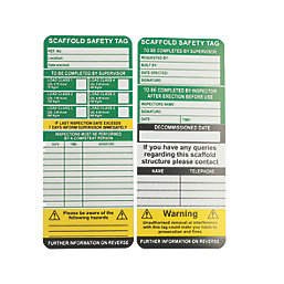 Scaffold Tag Inserts 10 Pack