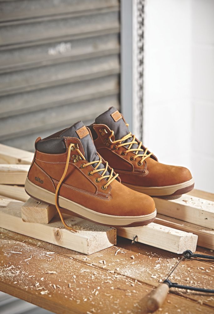 Site Touchstone Size 12 Dark Honey Water Resistant Steel Toe Cap Safety Boots Screwfix