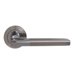 Cooke & Lewis Jaslanic Fire Rated Lever on Rose Handle Pair Polished Chrome / Satin Nickel