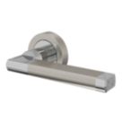 Cooke & Lewis Jaslanic Fire Rated Lever on Rose Handle Pair Polished Chrome / Satin Nickel