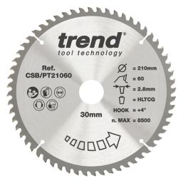 Trend CSB/PT21060 High Pressure Laminate Circular Saw Blade 210mm x 30mm 60T