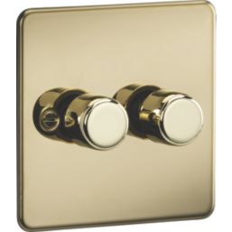 Knightsbridge  2-Gang 2-Way LED Intelligent Dimmer Switch  Polished Brass