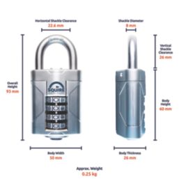 Squire  Weatherproof  Combination  Padlock Blue 50mm
