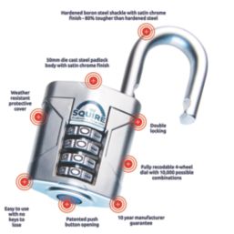 Squire  Weatherproof  Combination  Padlock Blue 50mm