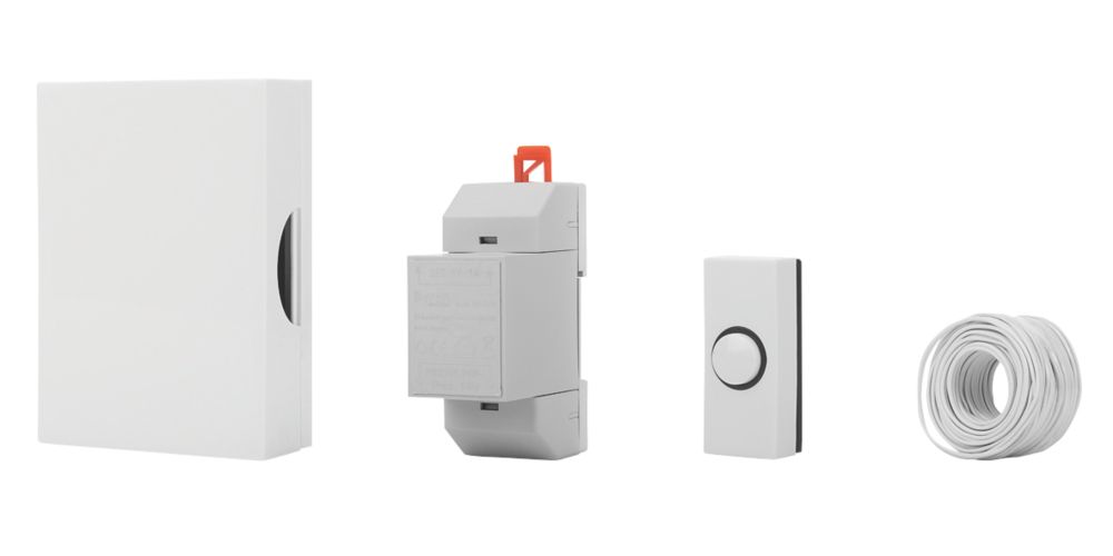 Byron 720K Wired WallMounted Doorbell Kit with Transformer White Screwfix