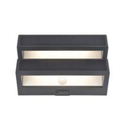 Lutec Barlo Outdoor LED Solar Wall Light With PIR Sensor Dark Grey 950lm