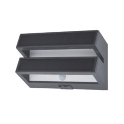 Lutec Barlo Outdoor LED Solar Wall Light With PIR Sensor Dark Grey 950lm