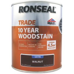 Ronseal 750ml Walnut  Satin Water-Based Exterior Wood Stain